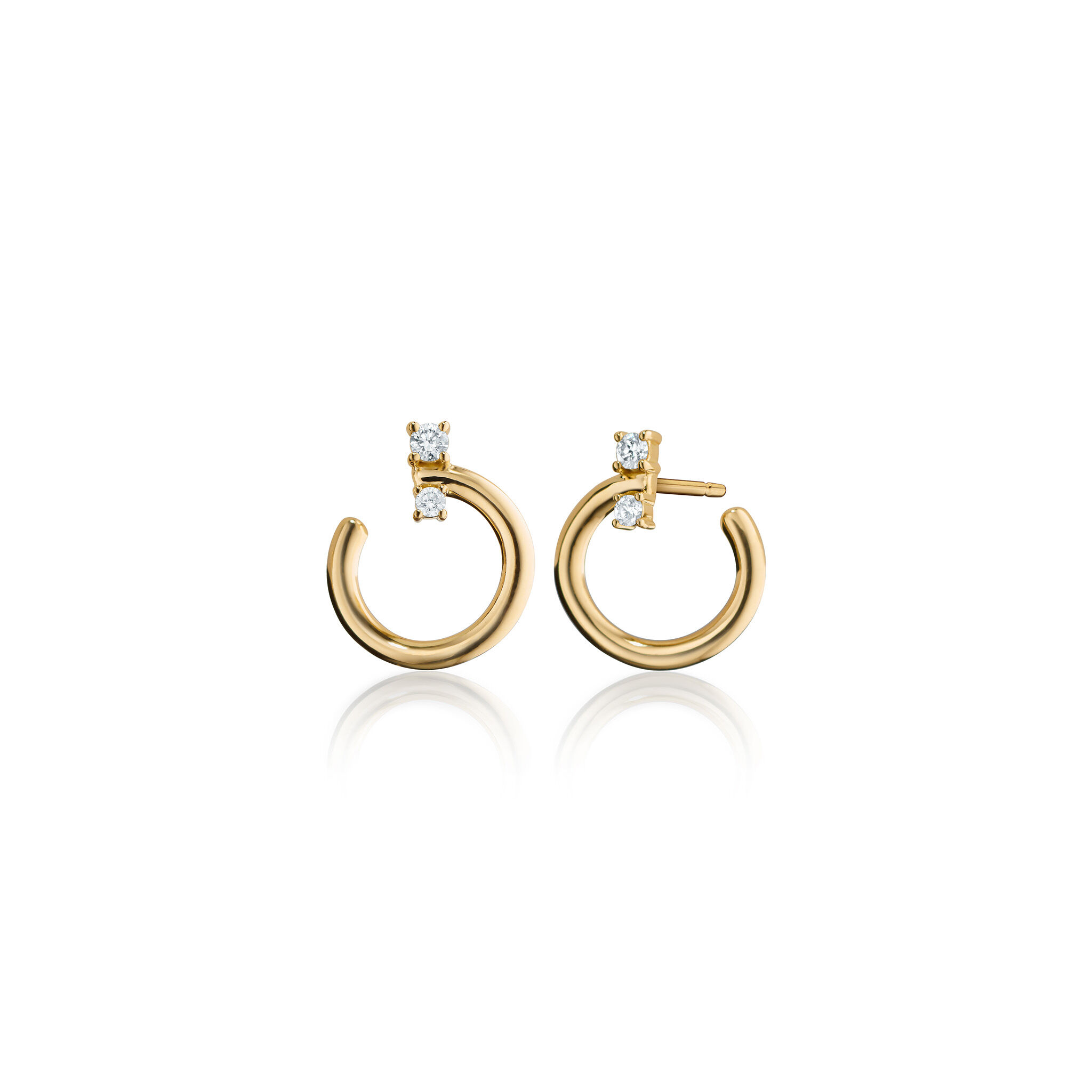 Gold hoop earrings with small diamonds discount